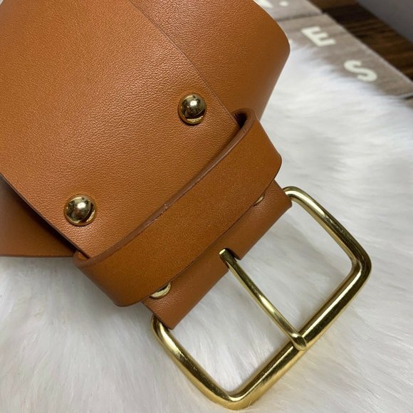 J.Crew wide cognac colored brown belt size large - Picture 3 of 5